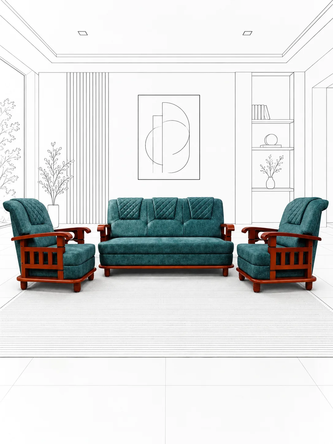Teal Sofa Set